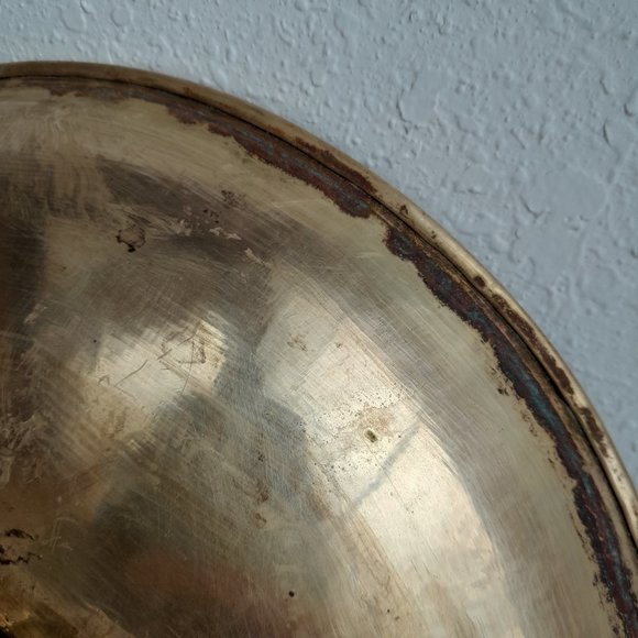 Etched Brass Bowl Colored- Tigers Elephants- wall hanging 10 inch - Picture 9 of 11